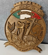 Placca Targa in Dragoni XI SGT Marina Militare 13 cm Vintage Crest