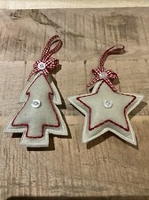 Embroidered Set 2 Christmas Tree Decorations Red