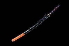 blue and orange Handmade Katana Extra Sharp Spring Steel Unokubi-Zukuri