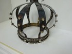 Exquisite RARE HUGE Antique Ornate Silver Metal & Rhinestone Paste Jeweled Crown — photo 4