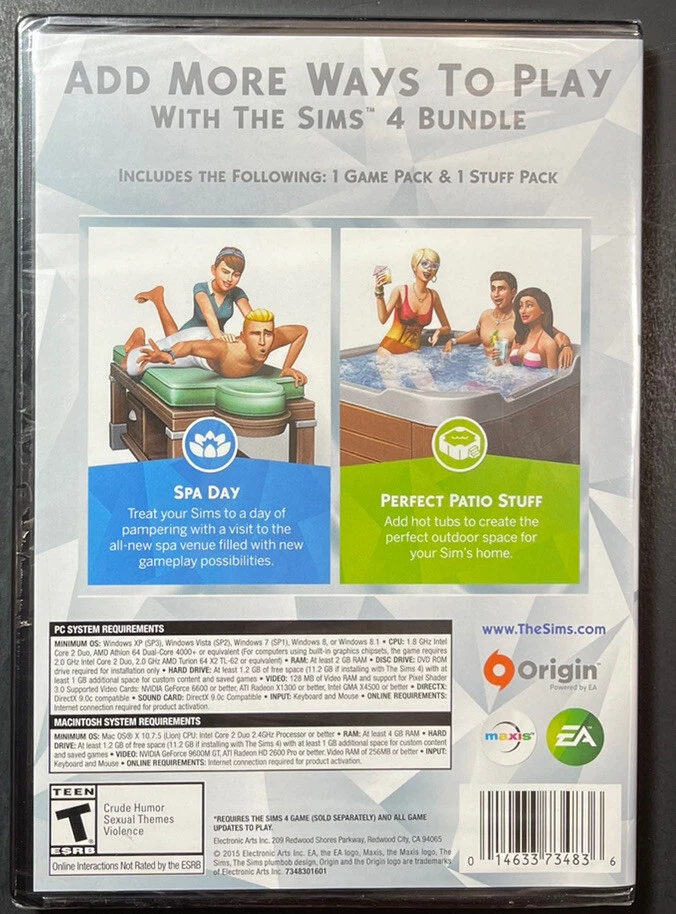 The Sims 4 Bundle Pack [ Spa Day + Perfect Patio Stuff ] (PC / MAC) NEW - Image 2 of 4