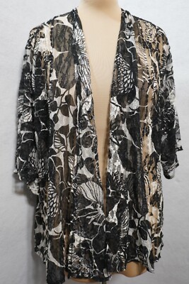 NWT Chico s Size 3 (16) Lasting Impressions Lace Teddy Jacket Black/White