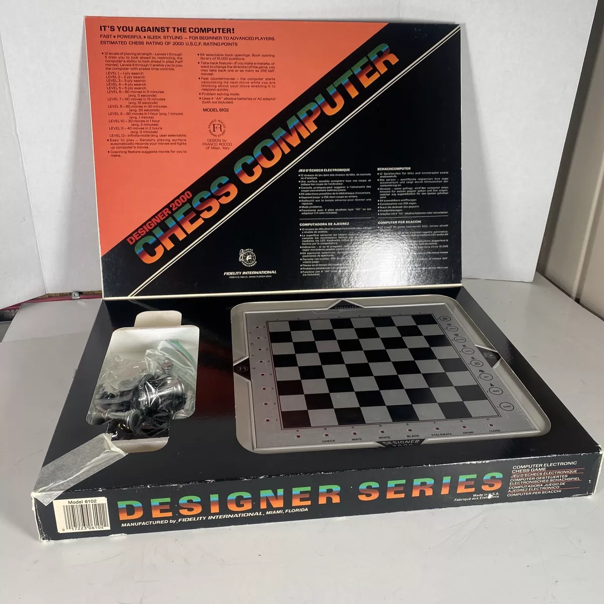 Vintage FIDELITY Electronic Chess Computer #6102 DESIGNER 2000 Franco Rocco  EUC