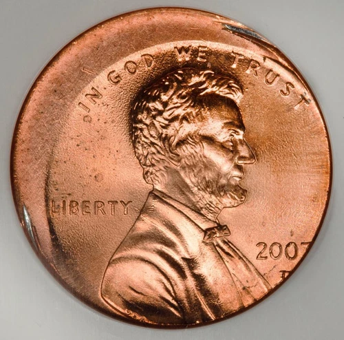 2007 D NGC MS66RD 15% Off Center Lincoln Cent Mint Error Super Rare Date