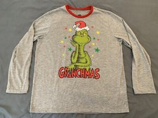 Dr. Seuss Grinchmas PJ Top Long Sleeve Gray Size Large 100 Polyester