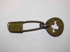 2" VINTAGE LAUNDRY SAFETY PIN KEY-TAG, MILITARY / BLANKET PIN #136 (1)