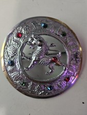 Scottish Lion Rampart Kilt Brooch Renaissance Festival Silver Metal