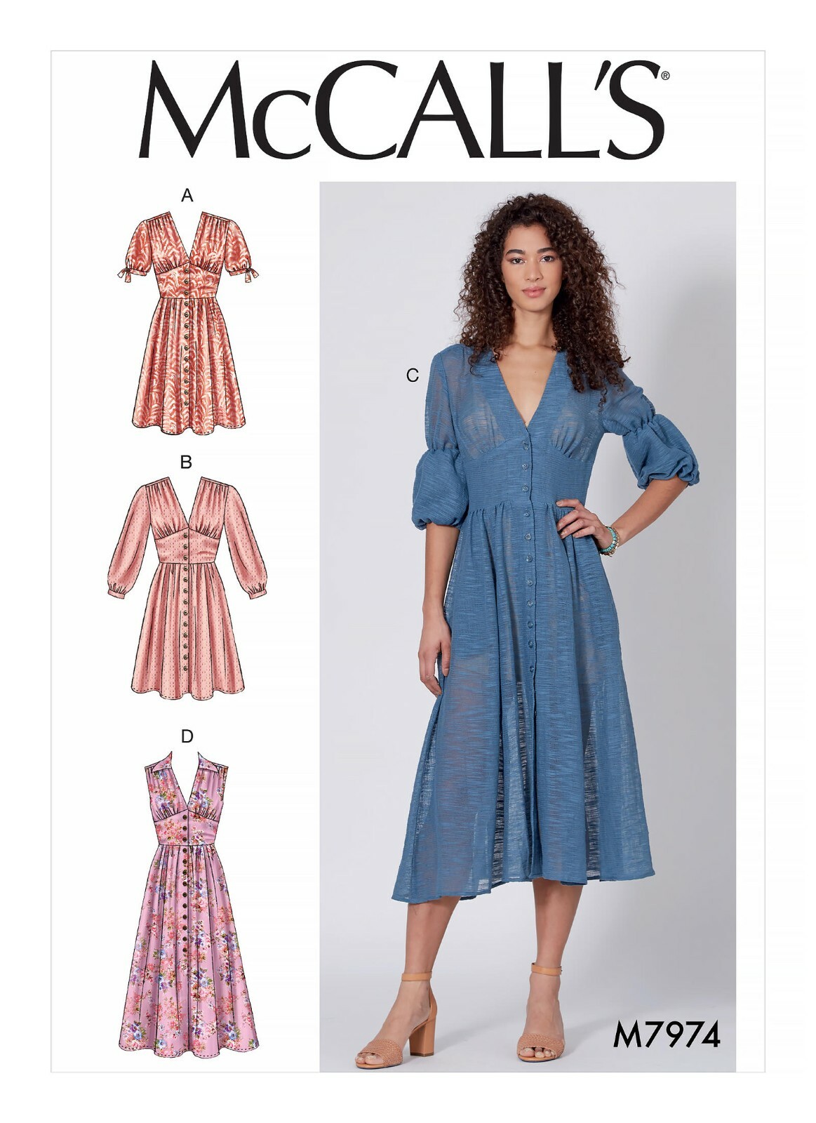 Mccall S Sewing Pattern M7974 Misses 6 14 Easy Dresses Button Front 7974 For Sale Online Ebay