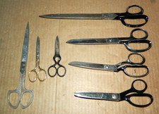 7 VINTAGE SCISSORS WISS BOKER AGFA GERMANY LOT FABRIC ETC DECO MID CENTURY LG SM