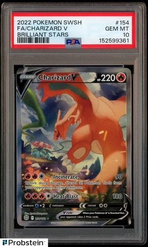 2022 Pokemon SWSH Brilliant Stars #154 FA Charizard V PSA 10 GEM MINT