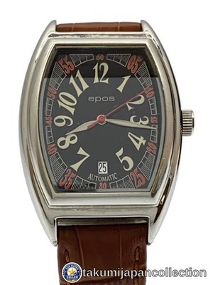 Epos Tonneau Automatic Watch Stainless Steel Leather Strap 3332 #M-8894