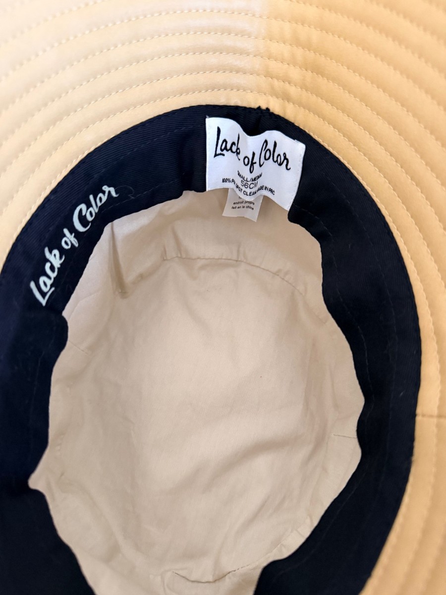 LACK of COLOR Tan Beige Faux Vegan Leather Wave Bucket Hat Pocket S/M 56cm LACK of COLOR Tan Beige Faux Vegan Leather Wave Bucket Hat w  main image 2