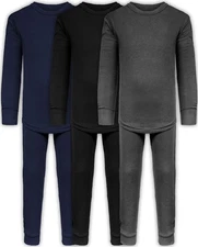 Andrew Scott Kids Base Layer Underwear 4, 3 Sets / 6 Pc - Black/Grey/Navy 