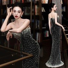 Noble Evening Formal Party Ball Gown Prom Bridesmaid Sexy Beads Dress TSJY20182