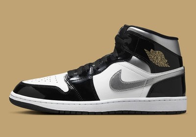 Nike Air Jordan 1 Retro Mid SE Black Silver White Gold HV0789-010 Mens Size 11.5