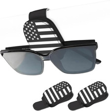 2 Pack Sunglass Holder for Car Visor, National Flag Magnetic Leather Car Sun Vis
