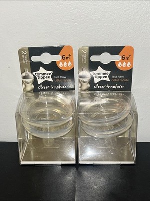 Tommee Tippee 6 Months Closer to Nature Fast Flow Nipples (2x) Packs of 2