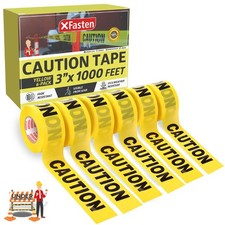 Yellow Caution Tape Roll Bulk, 3 in x 1000 ft 6-Pack , Thick and Durable Yel...