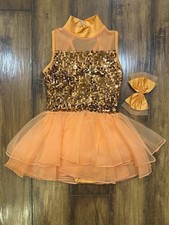 Weissman Showtime Get Your Sparkle On size IC 17703 orange dress dance costume