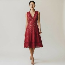 LULUS Kiss Kiss Burgundy Lace Sleeveless Deep V-Neck Valentine Dress Sz XS NEW