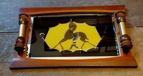 Antique Art Deco  Wooden Mahogany Framed Drinks Tray 61.5 X 39.5 Cms