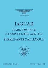 Jaguar Mark 2 Models 3.4 3.8 340 Spare Parts Catalogue J34