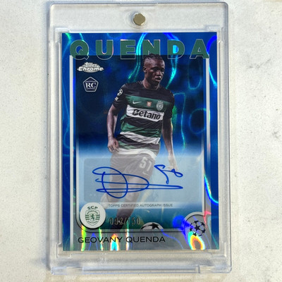 2024-25 Topps Chrome Geovany Quenda Blue Lava Refractor Auto /150 Rc Autograph