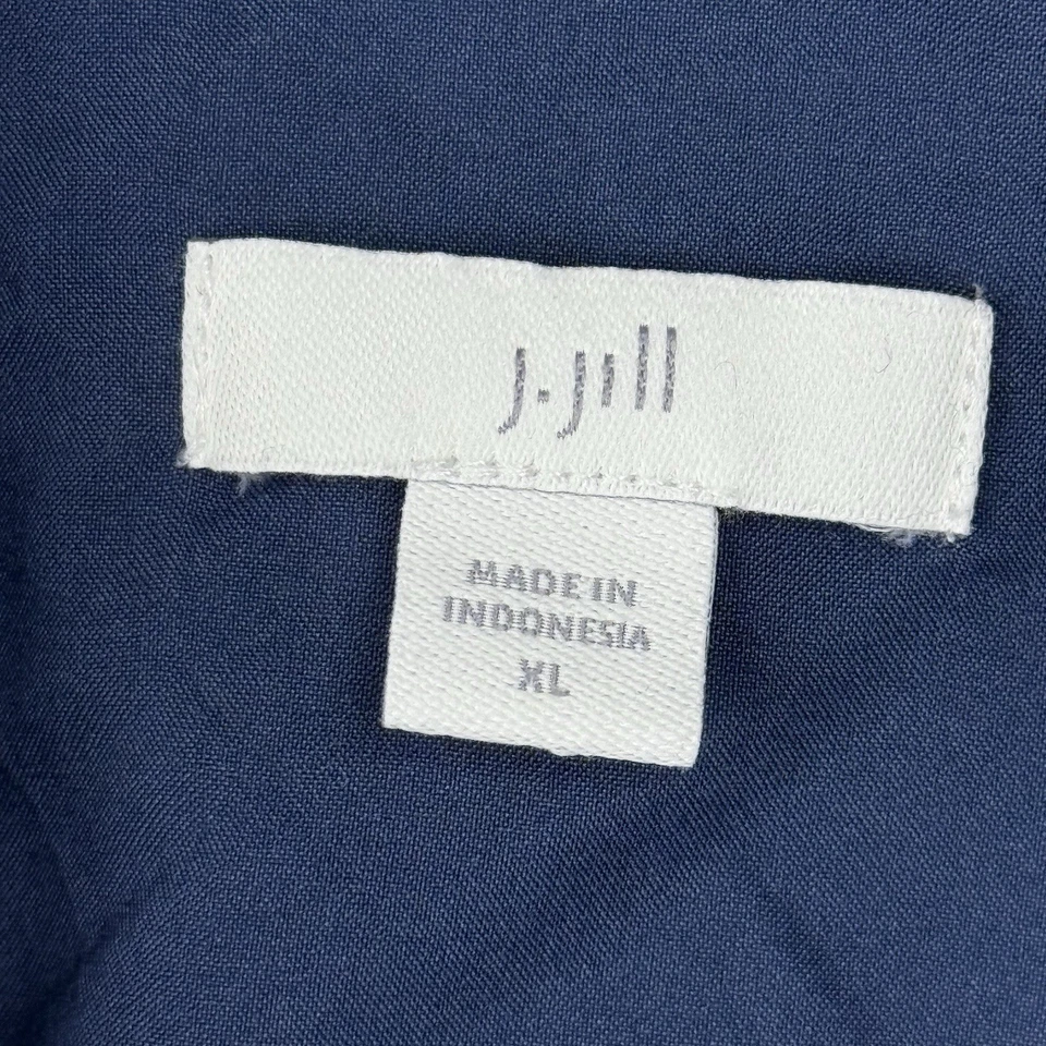 Blazer largo de rayón de algodón J. Jill chaqueta cárdigan abierta XL azul mangas con lengüeta enrollable Foto 3 de 4