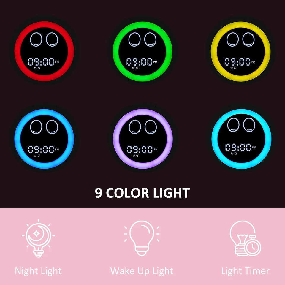 Kids Alarm Clock, Toddler Sleep Training Clock with Night Lights, Sound Machi... - Image 3 of 4