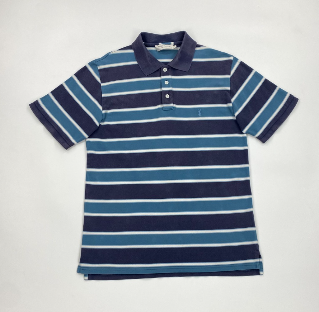 Polo uomo blu navy a righe Yves Saint Laurent piccola S manica corta B C
