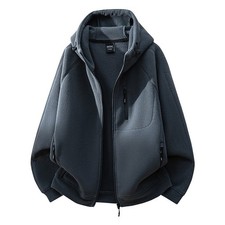 Men's autumn and winter hooded fleece jacket, fleece casual hoodie