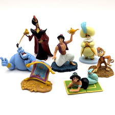 Disney Aladdin Mini Figures Complete Set of 7 Choco Party Tomy 0.9 ~ 2.4" Used