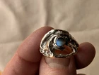 Sterling Silver, Opal, Sand Cast Artisan vintage Ring