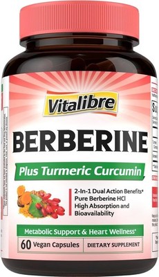Berberine plus Turmeric Curcumin 60 Vegan Capsules Exp. 08/2028
