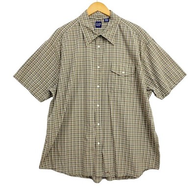 GAP Shirt Mens Size XL Green Plaid Button Up Long Sleeve Casual Designed Crafted