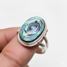Abalone Shell Gemstone 925 Sterling Silver Jewelry All Size Ring For Gift