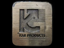 KJ21104 VINTAGE 1980 **KAR PRODUCTS, INC.** COMPANY BRASSTONE BELT BUCKLE