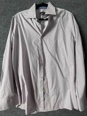BUGATCHI Mens 16 40 Dress Shirt Geometric Super Fine Cotton