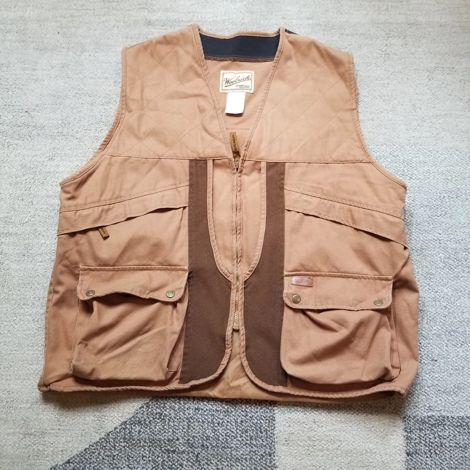 Woolrich Vest Canvas Men’s Size Large Brown Hunting Fishing Camping Hiking