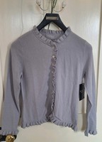 PURE Collection,Dove Grey,Cashmere Cardigan,ruffle edge,Size 12,NWT-Old stock 