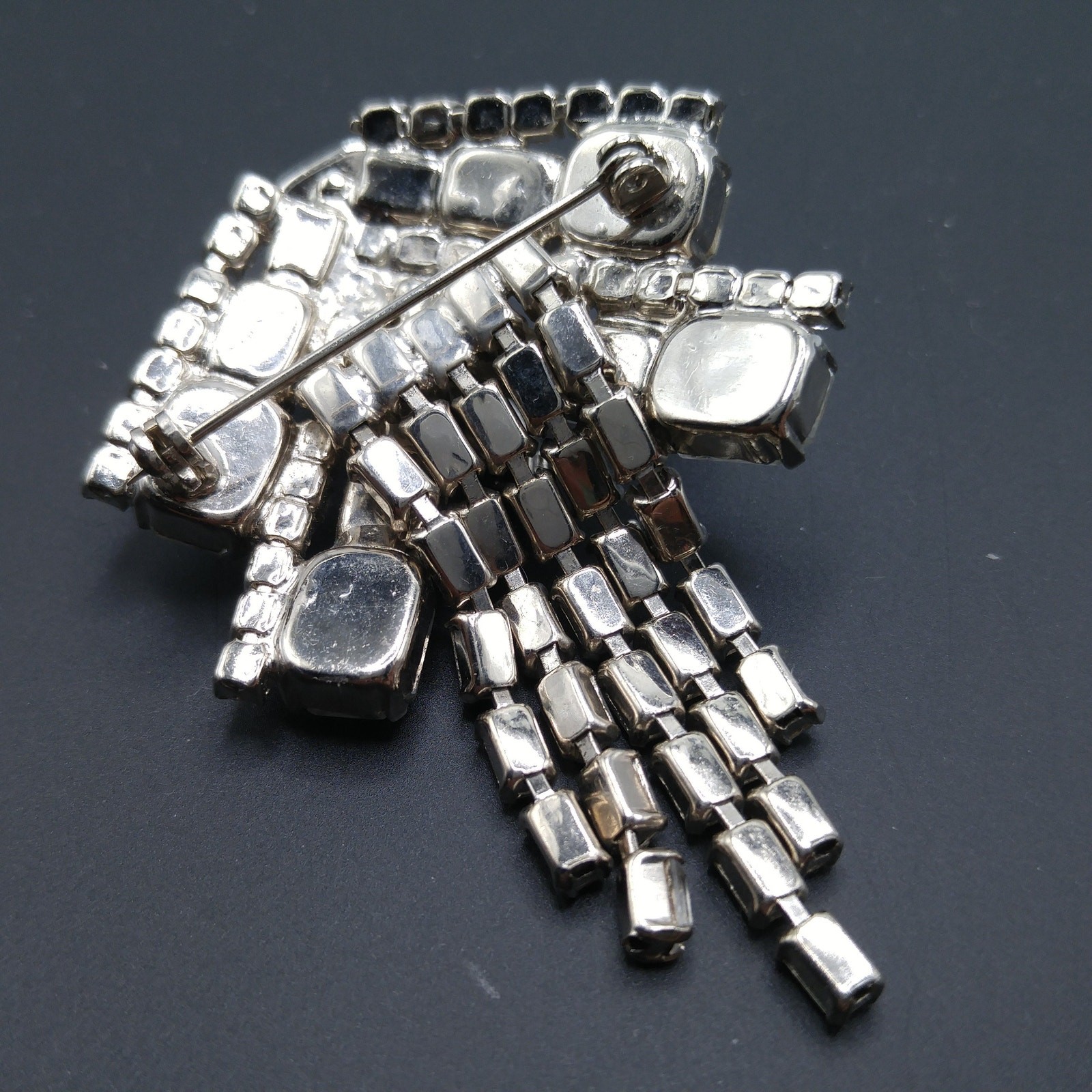 Unsigned Kramer Dragonfly Brooch, Clear Rhineston… - image 9