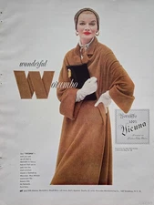 1953 Women's Max Milstein Worumbo Vicuna Coat Vintage Fashion ad 