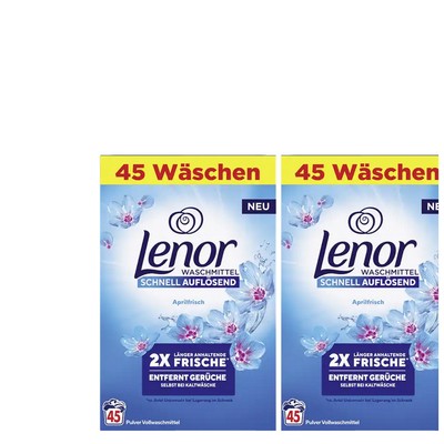 2x2475g Lenor Aprilfrisch 2in1 Color Waschmittel Pulver Frische & Reinheit 90WL