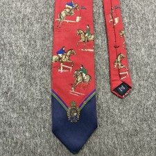 Vintage Polo Ralph Lauren Tie Crest Horse Equestrian Handmade 100 Silk Logo