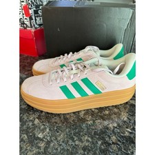 Adidas VL Court Bold Pink Green Suede Platform Sneakers Womens 9.5 JP6916 NEW