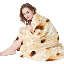 Burrito Tortilla Throw Blanket, 2.0 Double Sided Burritos 60in, Gray Yellow