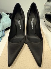 Dolce & Gabbana Black Satin Pointed Toe Pumps