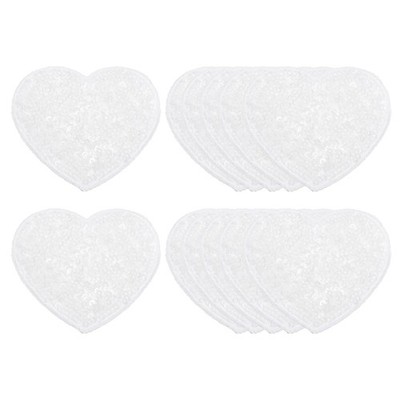 12 PCS 2.7x2.4 Inch White Sequin Heart Iron-On Patches for Clothing Repair