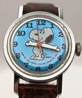 Vintage Timex Snoopy Peanuts 1970s Moving Hands Blue Dial Manual Wind VGC