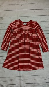 Hanna-Andersson-130-8-10-Girl-Red-Long-Sleeve-Striped-Cotton-Dress-Christmas